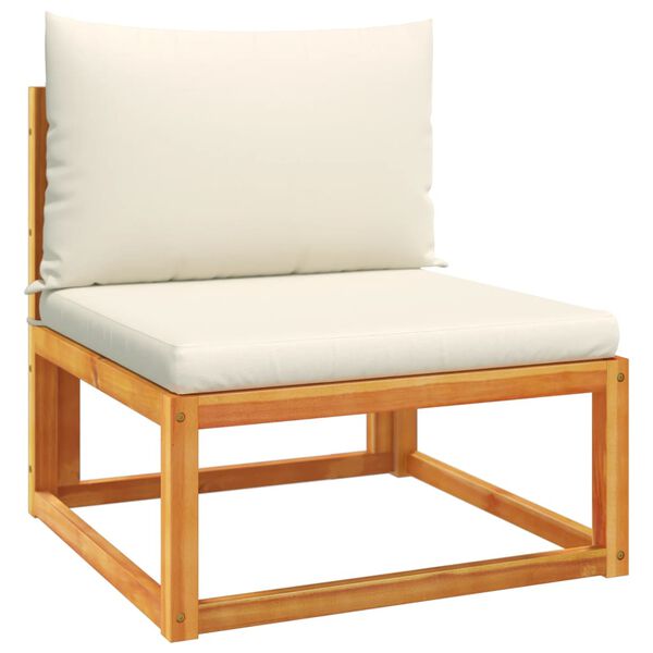 vidaXL Trädgårdssoffa armlös med kuddar trä akacia och rep