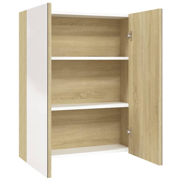 vidaXL Spegelskåp för badrum vit och ek 60x15x75 cm MDF
