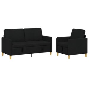 vidaXL Soffgrupp med f&ouml;rvaring 2 st Svart Polyester