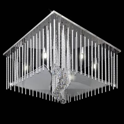 vidaXL Kvadratisk taklampa med kristaller och dekorationer i aluminium
