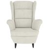 vidaXL Öronlappsfåtölj med pall gräddvit sammet