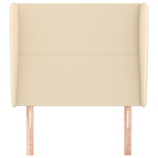 vidaXL Sänggavel med kanter gräddvit 83x23x118/128 cm tyg