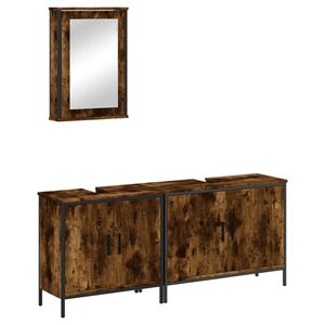 vidaXL Badrumsm&ouml;bler set 3 delar r&ouml;kf&auml;rgad ek konstruerat tr&auml;