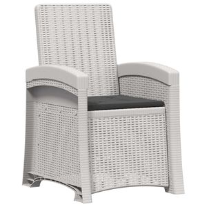 vidaXL Reclining gardenstol i rottinglook Vit och antracit PP