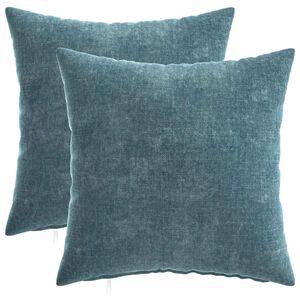 vidaXL Kudd&ouml;verdrag 2 st HEERLEN Bl&aring; 35 x 35 cm Chenilletyg