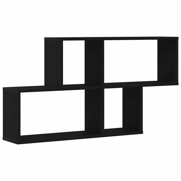 vidaXL V&auml;gg hylla med hylla Svart Ek 76 x 15 x 53 cm Konstruerat tr&auml;