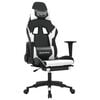 vidaXL Gamingstol med massage och fotst&ouml;d svart och vit konstl&auml;der