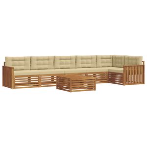vidaXL Utomhussoffset med kudde 7 pcs Naturlig och Beige