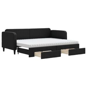 vidaXL Dagb&auml;dd utdragbar med l&aring;dor svart 80x200 cm tyg