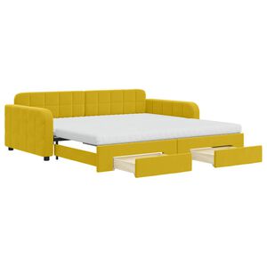 vidaXL Dagb&auml;dd utdragbar med l&aring;dor gul 100x200 cm sammet