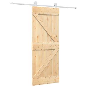 vidaXL Skjutd&ouml;rr Naturlig och vit 80 x 210 cm Massiv furu