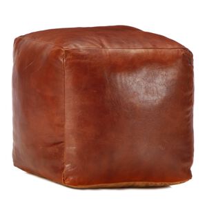 vidaXL Sittpuff brun 40x40x40 cm &auml;kta getskinn
