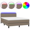 vidaXL Rams&auml;ng med madrass & LED taupe 140x200 cm tyg