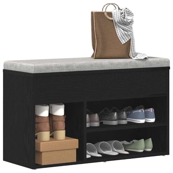 vidaXL Skob&auml;nk med hylla Svart Ek 80 x 30 x 45 cm Konstruerat tr&auml;