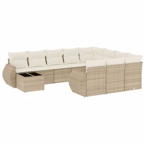 vidaXL Loungegrupp f&ouml;r tr&auml;dg&aring;rden m. dynor 11 delar beige konstrotting