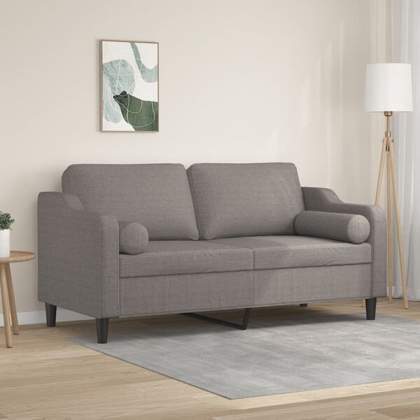 vidaXL 2-sits soffa med prydnadskuddar taupe 140 cm tyg