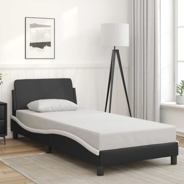 vidaXL Bed Frame "Dover" Black&White 90x200 cm Faux Leather