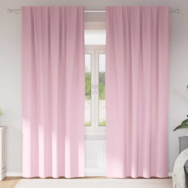 vidaXL Mörkläggningsgardiner med Ringar 2 pcs Babyrosa 245 x 140 cm