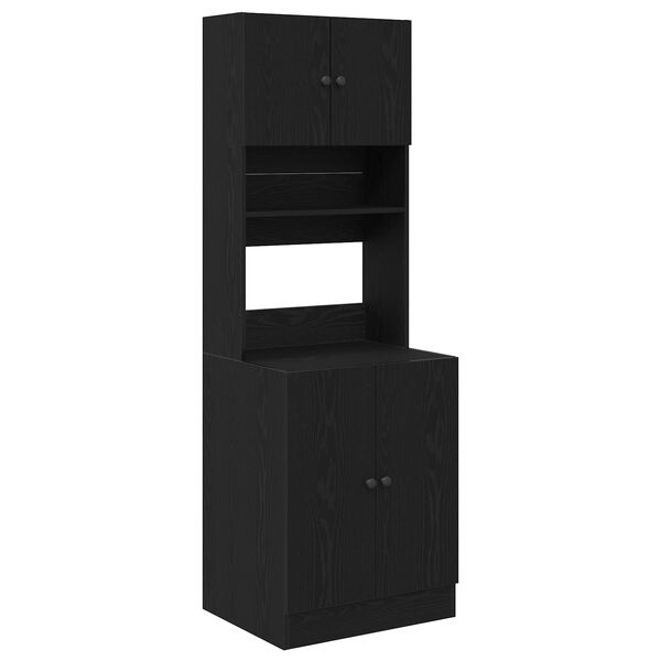 vidaXL Köksbuffé med hylla med lagring 2 pcs Svart Ek 60 x 50 x 180 cm