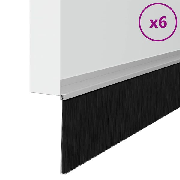 vidaXL Sj&auml;lvh&auml;ftande d&ouml;rrborstlist 6 pcs Silver 100 cm