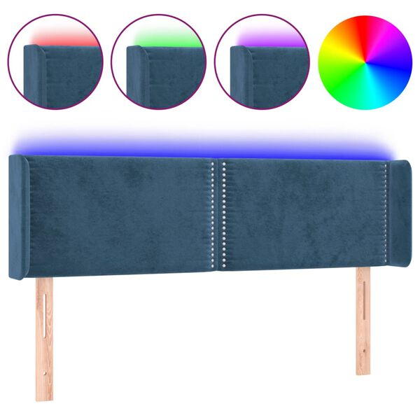 vidaXL S&auml;nggavel LED m&ouml;rkbl&aring; 147x16x78/88 cm sammet