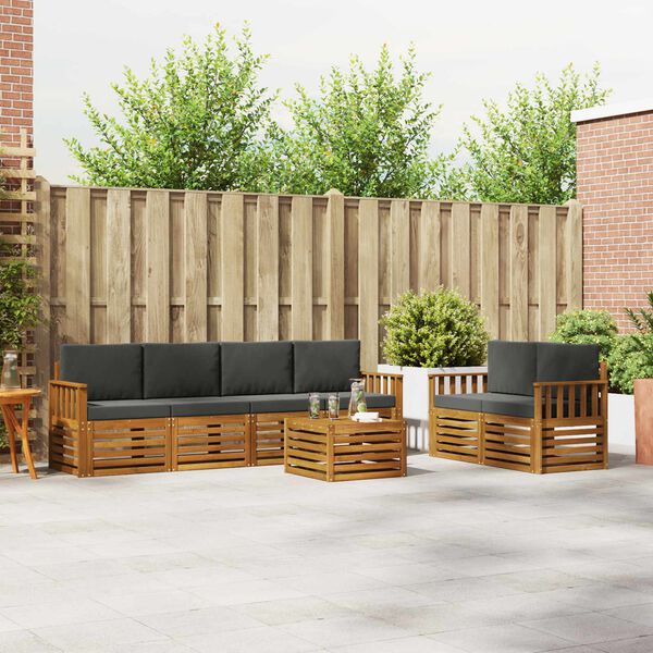 vidaXL Utomhussoffset Naturlig och Antracit Massivt Akaciatr&auml;