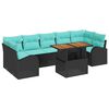 vidaXL Tr&auml;dg&aring;rdsoffset med lagring 8 pcs Svart Poly rattan