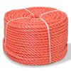 vidaXL Tvinnat rep i polypropylen 10 mm 250 m orange
