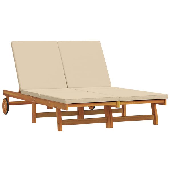 vidaXL Solstol Reclining Brun 63 x 199 x 85 cm Massivt Akaciatr&auml;