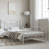 vidaXL Sängram med huvudgavel och fotgavel vit metall 100x200 cm