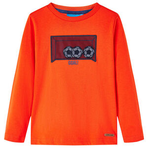 T-shirt med l&aring;nga &auml;rmar f&ouml;r barn stark orange 104
