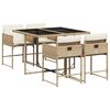 vidaXL Matgrupp f&ouml;r tr&auml;dg&aring;rden med dynor 5 delar beige konstrotting