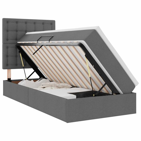 vidaXL F&ouml;rvaringss&auml;ng med madrass M&ouml;rkgr&aring; 100 x 200 cm Polyester