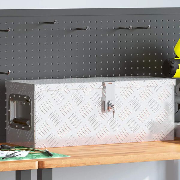 vidaXL F&ouml;rvaringsl&aring;da silver 60x23,5x23 cm aluminium