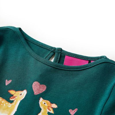 T-shirt med långa ärmar för barn mörkgrön 92