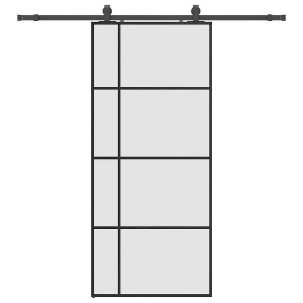 vidaXL Skjutd&ouml;rr med beslag svart 90x205 cm ESG-glas