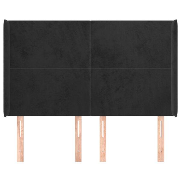 vidaXL S&auml;nggavel med kanter svart 147x16x118/128 cm sammet