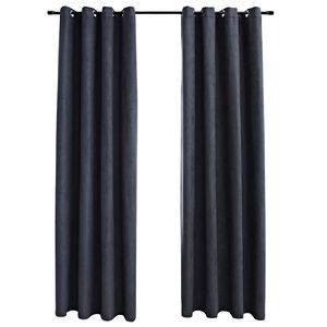 vidaXL M&ouml;rkl&auml;ggningsgardiner med metallringar 2 st antracit 140x175 cm