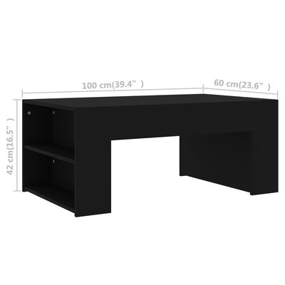 vidaXL Soffbord svart 100x60x42 cm konstruerat trä