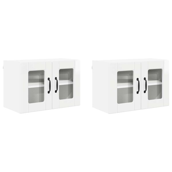 vidaXL K&ouml;kssk&aring;p 2 pcs H&ouml;gblanka vita 60 x 31 x 40 cm Konstruerat tr&auml;