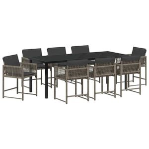 vidaXL Tr&auml;dg&aring;rdsm&ouml;belset 9 pcs Gr&aring; konstrotting