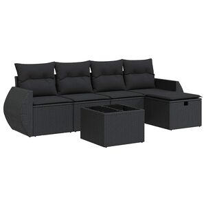 vidaXL Loungegrupp med dynor 6 delar svart konstrotting