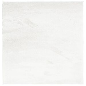 vidaXL Matta OVIEDO kort lugg gr&auml;ddvit 120x120 cm