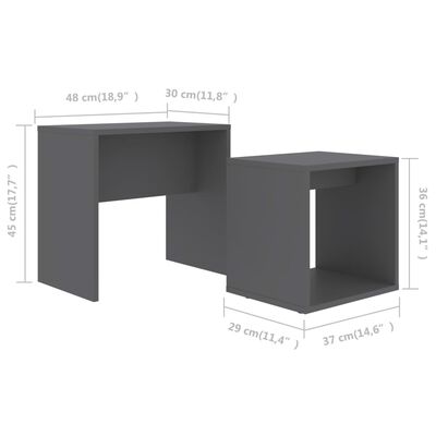 vidaXL Soffbord set grå 48x30x45 cm konstruerat trä