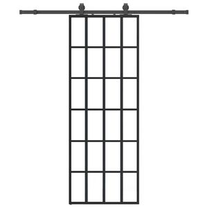 vidaXL Skjutd&ouml;rr med beslag svart 76x205 cm ESG-glas