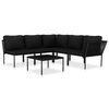 vidaXL Loungegrupp f&ouml;r tr&auml;dg&aring;rden med dynor 6 delar svart PVC