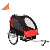 vidaXL Cykelvagn och barnvagn 2-i-1 svart och röd