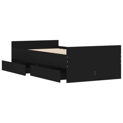 vidaXL Sängram med lådor svart 75x190 cm