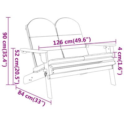 VidaXL Däckstol med kuddar 126 cm massivt akaciaträ