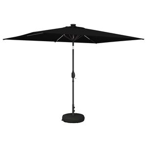 vidaXL Tr&auml;dg&aring;rdsparasol med LED-lampor och bas 200 x 300 cm Polyester